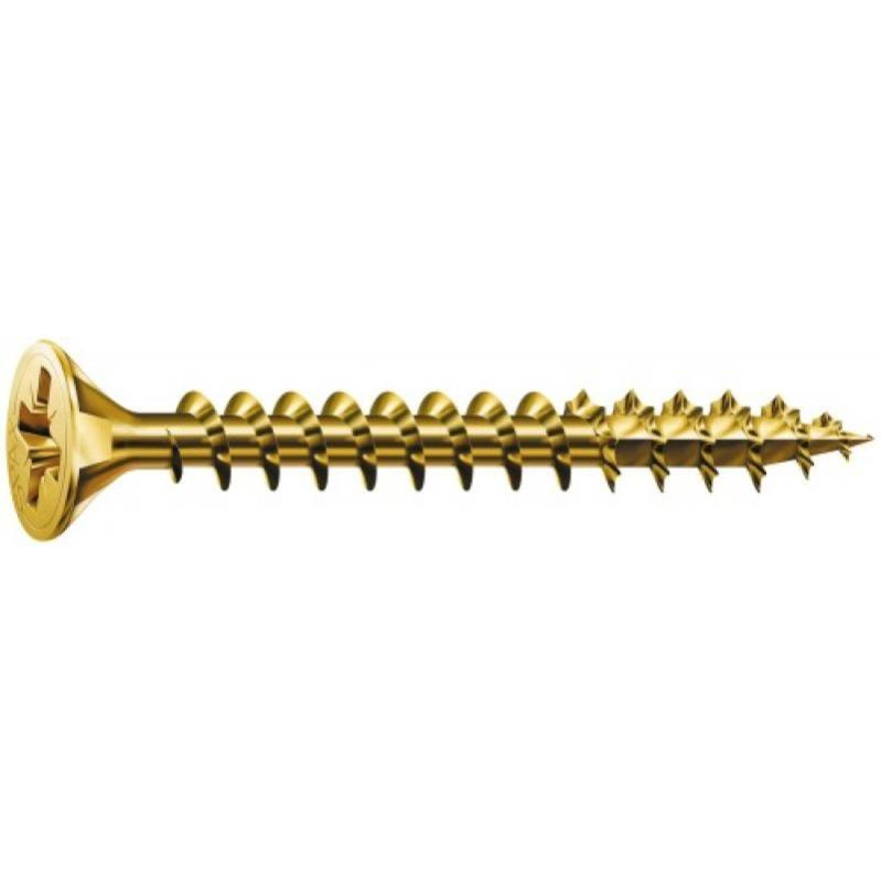 Vis à bois aggloméré tête fraisée empreinte Pozidriv acier zingué bichromaté entièrement filetées Yellox, Ø 4,5 mm, longueur 16
