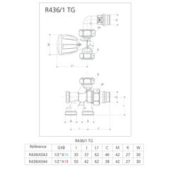 Robinet de radiateur monotube équerre 1/2 D16 - GIACOMINI - R436IX043 1