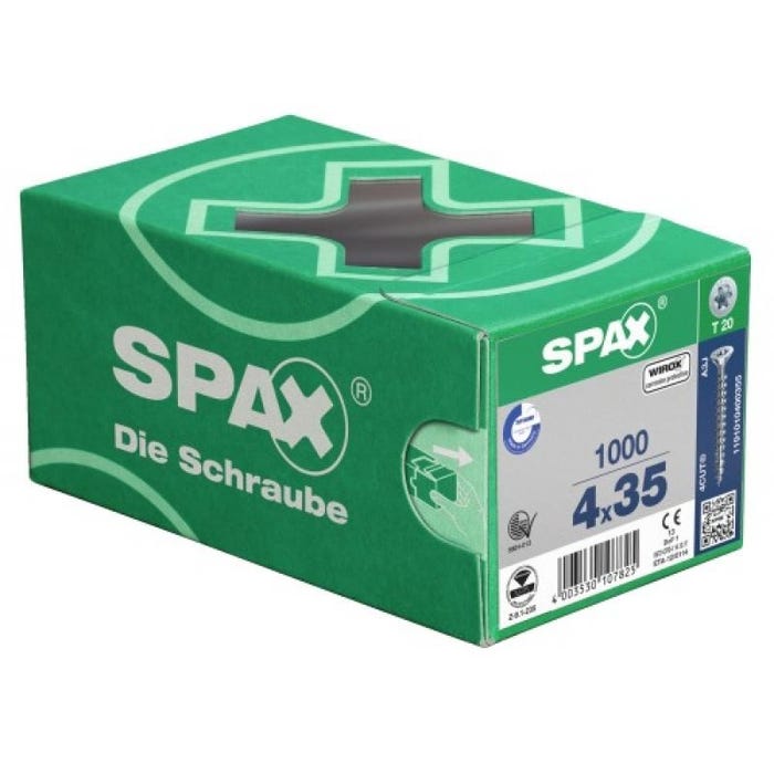 Vis à bois aggloméré SPAX tête fraisée empreinte Torx entièrement filetée revêtement WIROX 35x40mm boîte de 1000p 1