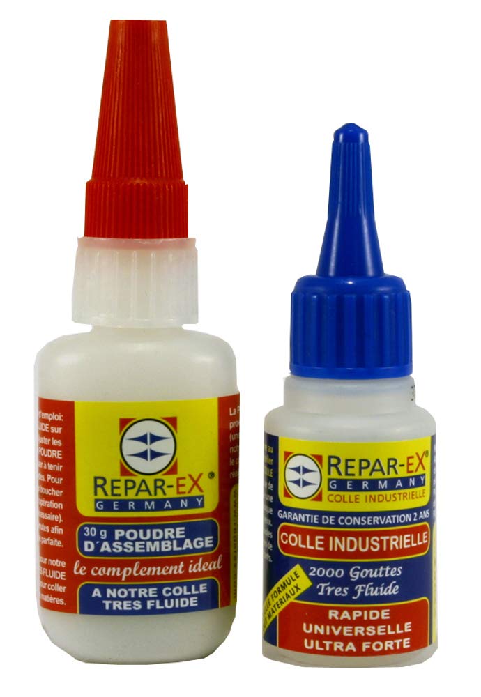REPAR-EX - Lot de Colle Forte Repar-ex 20g et de Poudre d'Assemblage 30g - Colle Professionnelle Reparex - Tous Supports