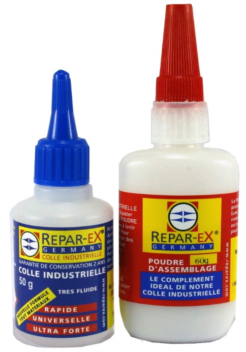 REPAR-EX - Lot de Colle Forte Repar-ex 50g et de Poudre d'Assemblage 60g - Colle Professionnelle Reparex - Tous Supports