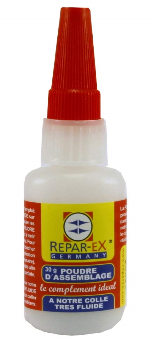 REPAR-EX - Flacon de Poudre d'Assemblage Reparex - Additif d'Assemblage de Colle - Tous Supports - Flacon de 30 Grammes