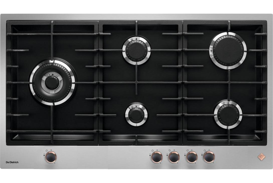 table de cuisson gaz 90cm 5 feux noir/inox - de dietrich