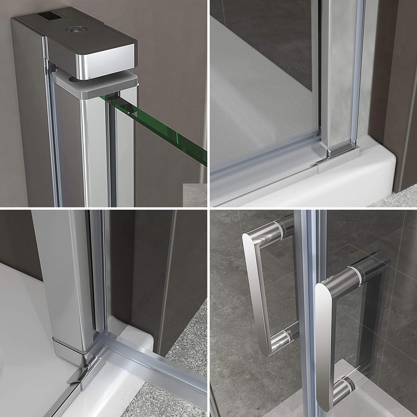 KIMI Porte de douche battante H 190 cm largeur réglable 88 à 91 cm verre 6 mm transparent 4