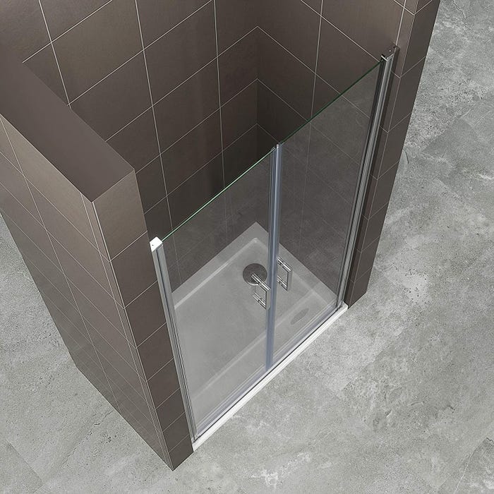 KIMI Porte de douche battante H 190 cm largeur réglable 82 à 85 cm verre 6 mm transparent 3