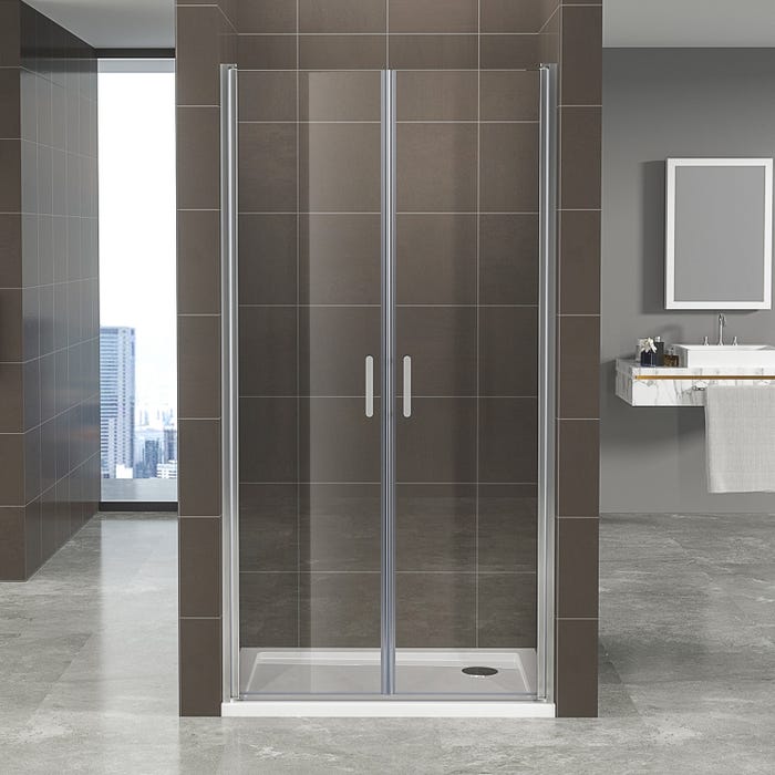 KIMI Porte de douche battante H 190 cm largeur réglable 79 à 82 cm verre 6 mm transparent 2