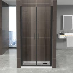 KIMIBLACK Porte de douche battante H 180 cm noir largeur réglable 88 à 91 cm verre transparent 2