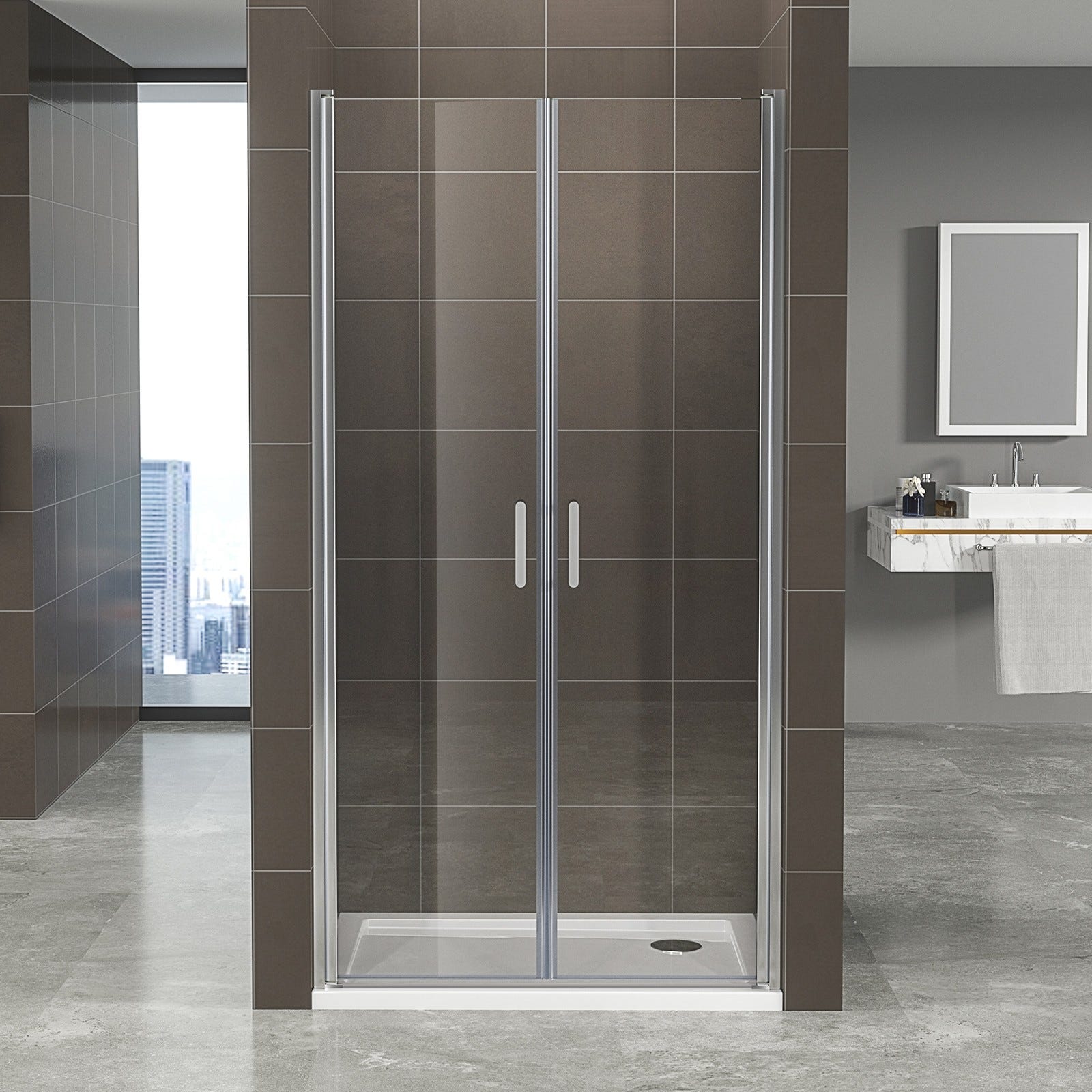 KIMI Porte de douche battante H 180 cm largeur réglable 73 à 76 cm verre 6 mm transparent 2