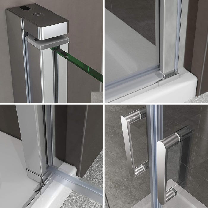 KIMI Porte de douche battante H 190 cm largeur réglable 73 à 76 cm verre 6 mm transparent 4