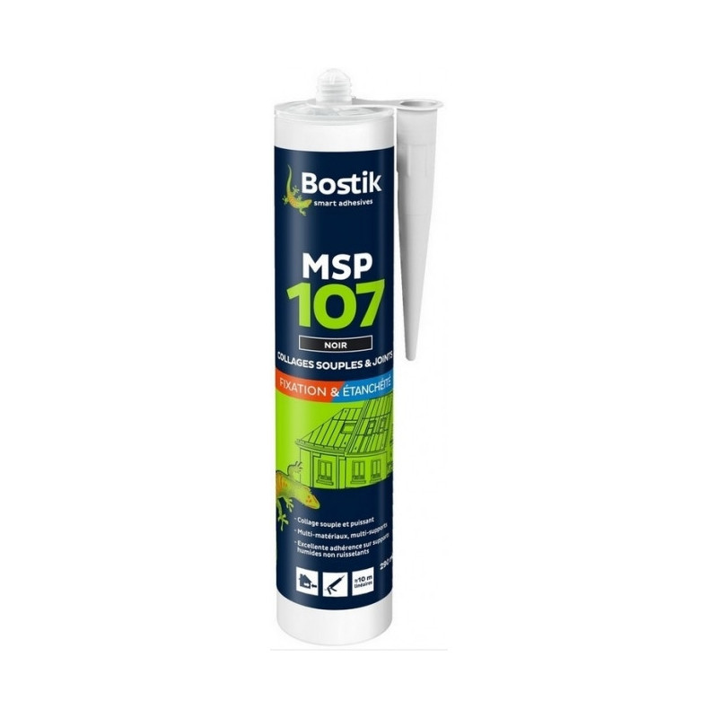 Colle mastic polymère MSP 107 (coloris: blanc, gris, noir, brun) Cartouche 290 ml BOSTIK - Couleur: Noir