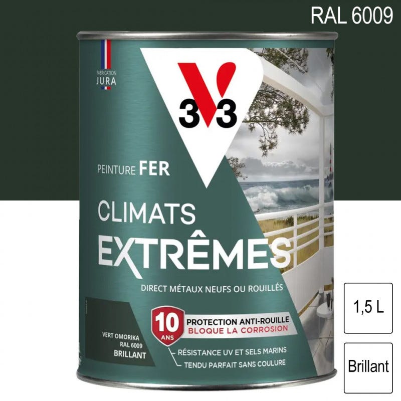 Peinture fer Climats Extrêmes RAL 6009 Vert omorika brillant 1,5L V33 0