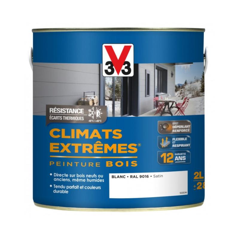 Peinture Bois Climats Extrêmes 2 L Climats Extremes V33 - Couleur: Blanc RAL9016 brillant