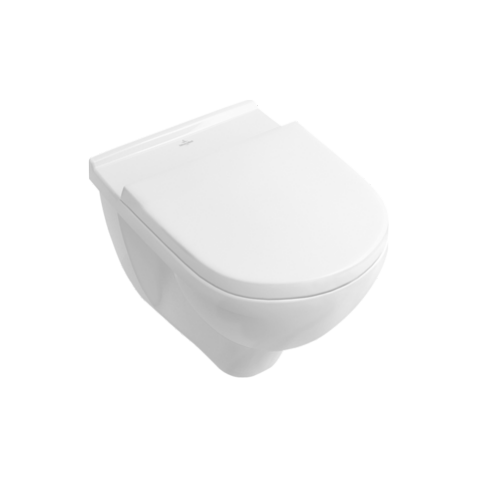 Pack WC suspendu compact avec bride VILLEROY ET BOCH O Novo + abattant + plaque blanche + bâti Grohe 2