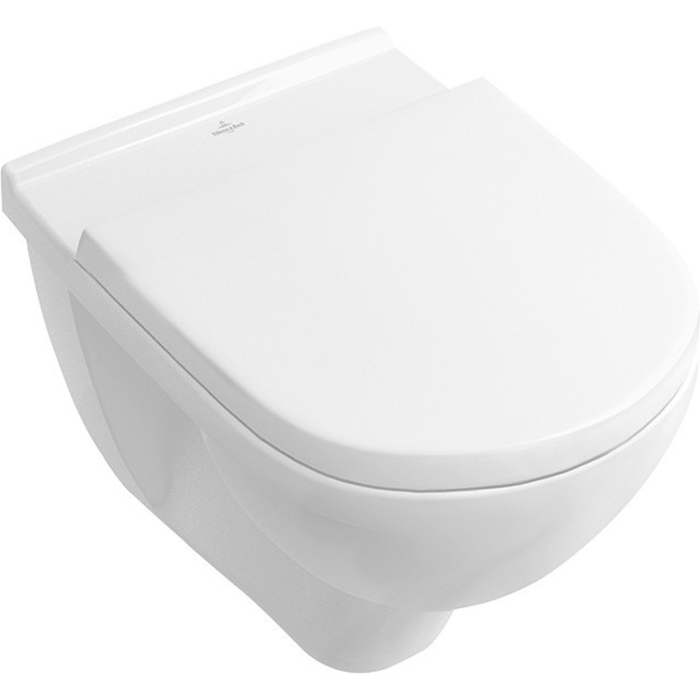 Pack WC suspendu compact avec bride VILLEROY ET BOCH O Novo + abattant + plaque blanche + bâti Grohe 0