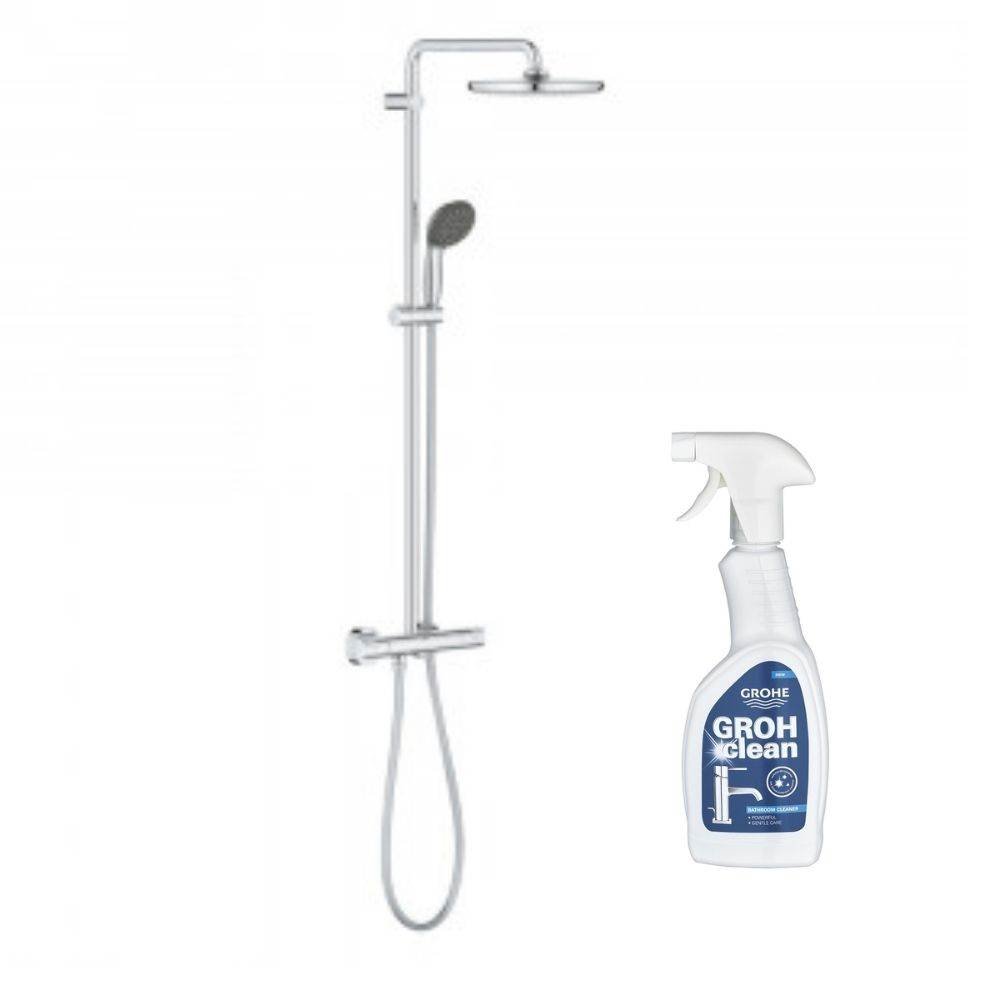 Colonne de douche Grohe avec mitigeur thermostatique Vitalio Start System 250 + Nettoyant robinetterie Grohe GroheClean