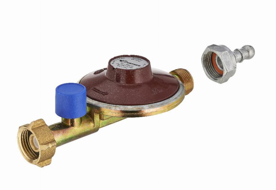 Détendeur butane avec sécurité 1.3 kg/h NOYON & THIEBAULT - 28 mbar écrou bouteille / mâle M20x150 avec tétine - 5516-13TC1