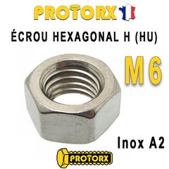ÉCROU HEXAGONAL H (HU) : M6 x 10pcs | Acier Inoxydable A2 (Diam. Intérieur : 6mm | Diam. Extérieur : 10mm) Bricolage-Réparation Norme DIN934 NFE25514