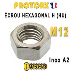 ÉCROU HEXAGONAL H (HU) : M12 x 10pcs | Acier Inoxydable A2 (Diam. Intérieur : 12mm | Diam. Extérieur : 19mm) Bricolage-Réparation Norme DIN934 0