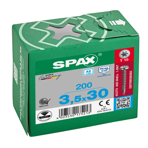 Vis SPAX Pan-Head 35x 30 T-STAR+ A2 KP (Par 200) 5