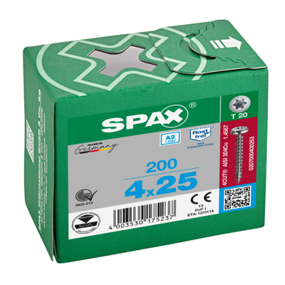 Vis SPAX Pan-Head 40x 25 T-STAR+ A2 KP (Par 200) 5
