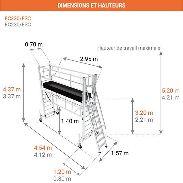 Plateforme accès par escalier - Hauteur plateforme 2.21m - EC230/ESC 1