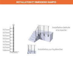 Rampes d'escalier - Poteaux Chromés : 1 mètre linéaire - REMP/CH/01