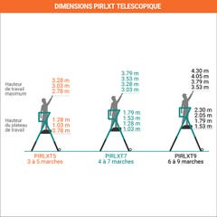 Pirl télescopique de 4 à 7 marches - Hauteur max de travail 3,79m - PIRLXT7-P 1