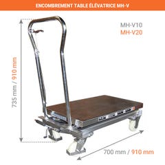 Table élévatrice manuelle en Inox - Charge max 200kg - MH-V20 2