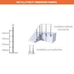 Rampes d'escalier - Poteaux Chromés : 1 mètre linéaire - REM/CH/01