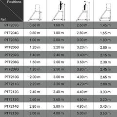 Plateforme roulante 11 marches - Hauteur max. de travail 4.20m - PTF211G 1