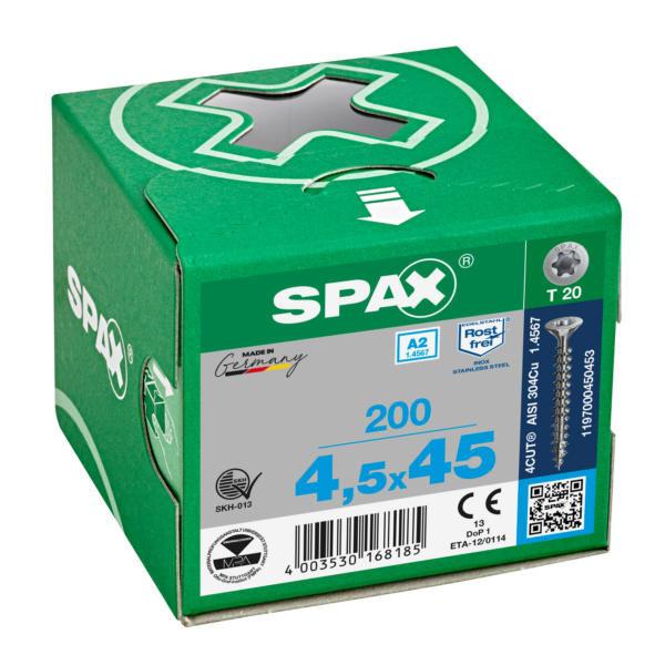 Vis SPAX SeKo T-STAR+ 45x 45 A2 KP (Par 200) 5