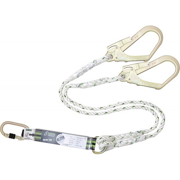 Longe antichute corde toronnée avec mousqueton et 2 crochets - 1.50 m - FA3020015 0