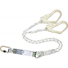 Longe antichute corde toronnée avec mousqueton et 2 crochets - 1.50 m - FA3020015