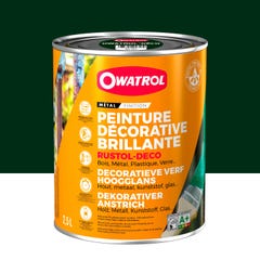 Peinture antirouille décorative Owatrol RUSTOL DECO BRILLANT Vert Sapin (RAL 6009) 2.5 litres