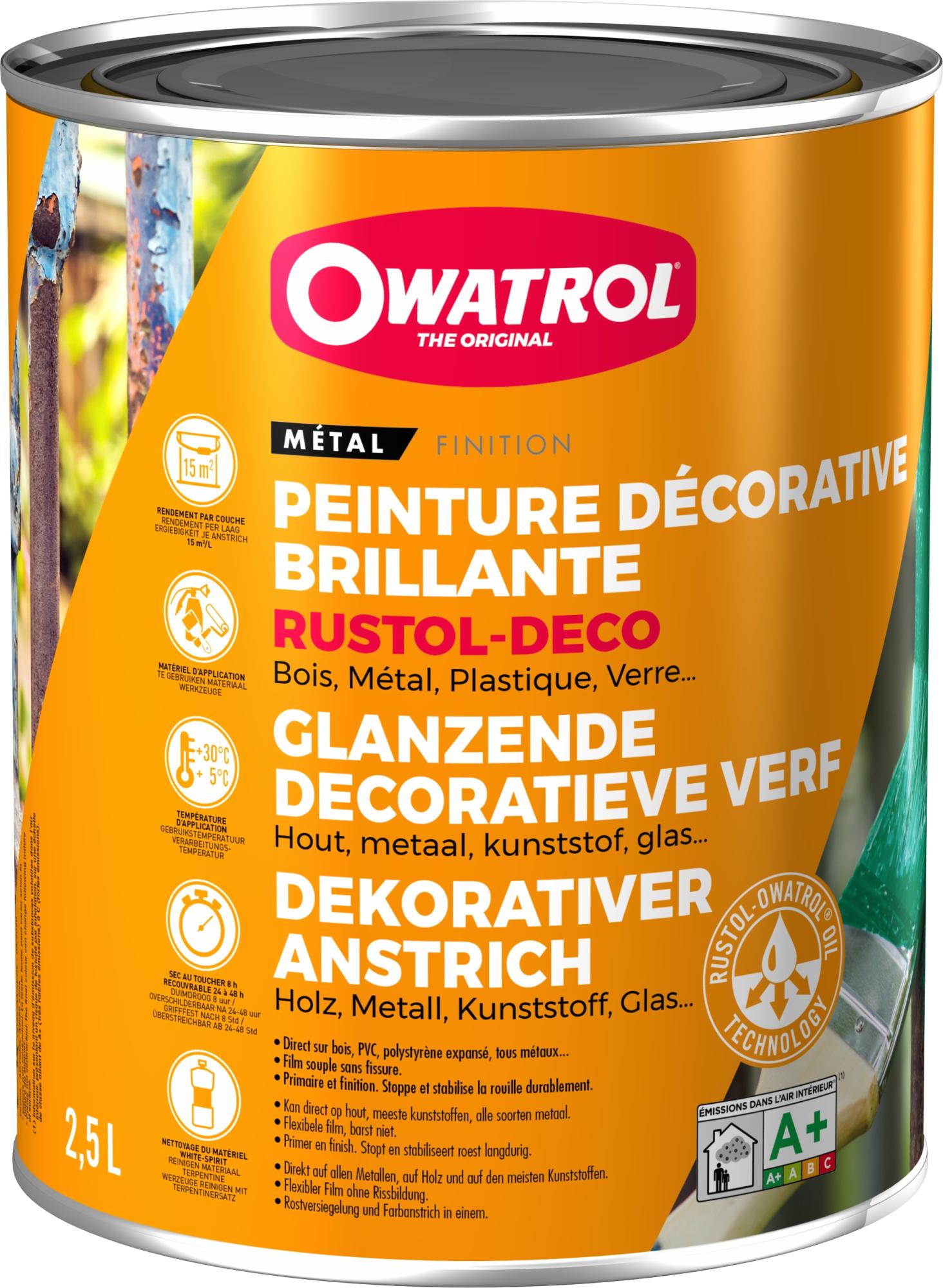 Peinture antirouille décorative Owatrol RUSTOL DECO BRILLANT Vert Sapin (RAL 6009) 0.75 litre