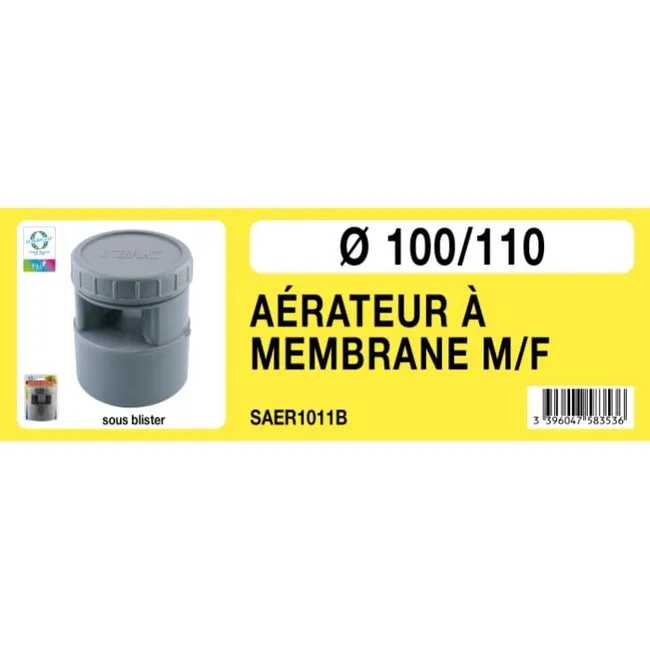 Aérateur à membrane professionnel pour tube PVC Ø100 à coller
