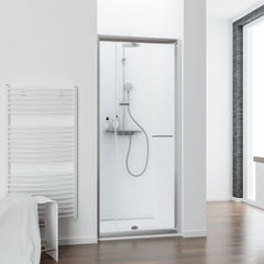 Schulte porte de douche pivotante extensible, 70-80 x 185 cm, verre 5 mm, profilé aspect chromé, verre transparent
