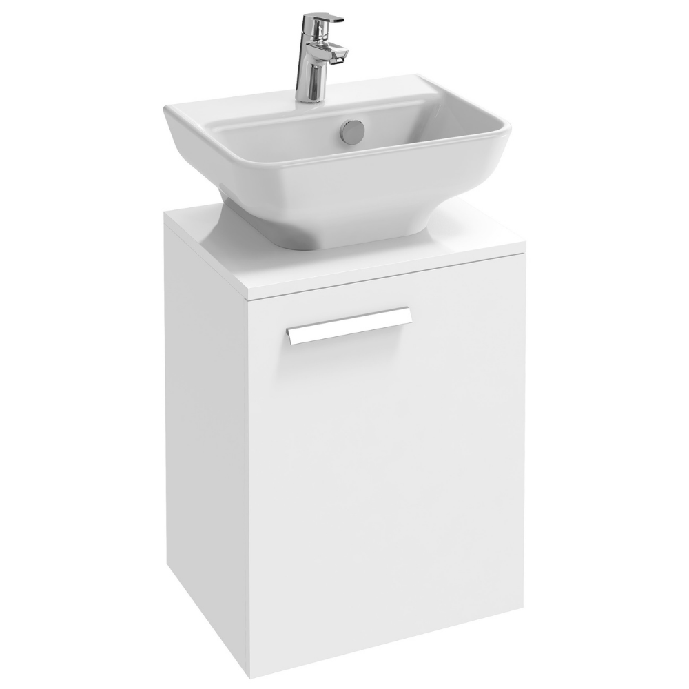 Jacob Delafon meuble lave-mains Struktura avec mitigeur Aimé chrome, blanc