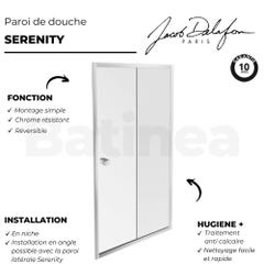 Paroi douche JACOB DELAFON Serenity, 120 cm, porte coulissante réversible | instal. Niche 4