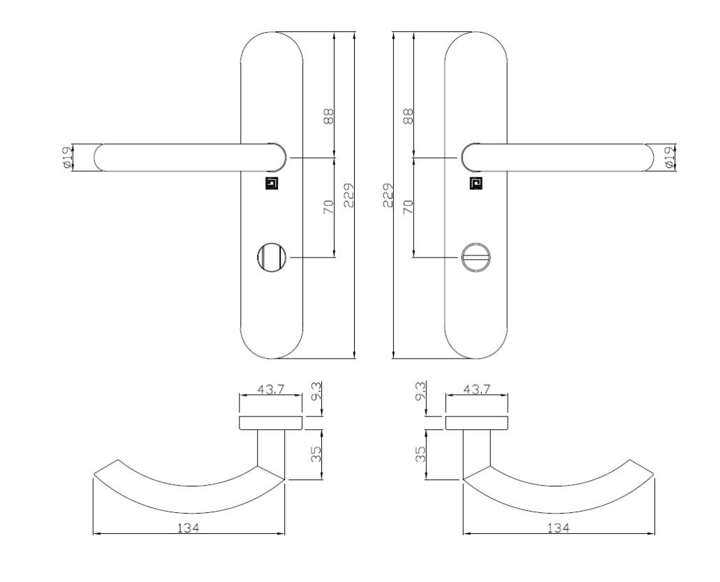 Ensemble sur plaques série JADE 1094 type condamnation finition inox - HERACLES - B-INOX-SP02
