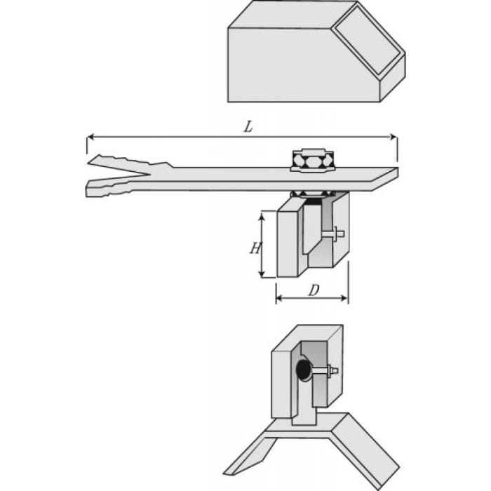 Pivot à sceller de portail pour tubes carrés 40 x 40 mm 2