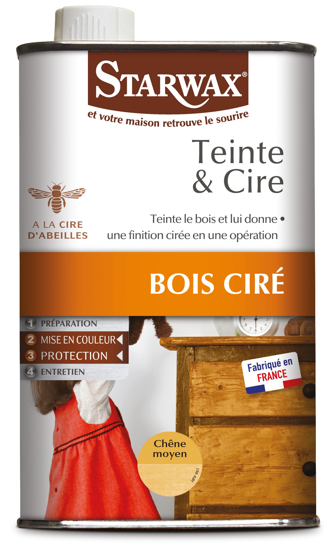 Teinte et cire Starwax - Liquide 500 ml - Chêne moyen