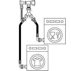 Tuyau machine à laver coudé double Femelle 20x27 (3/4) - longueur 1.50 mètre 1