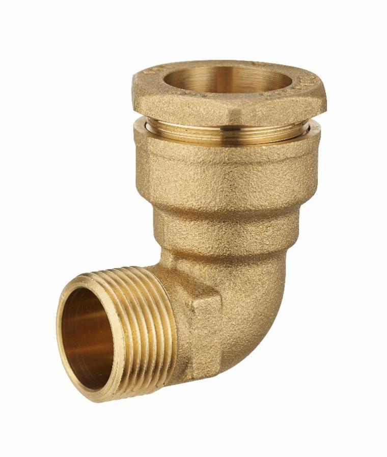 Coude laiton pour tuyau polyéthylène mâle M1' (26x34) NOYON & THIEBAULT - Ø 32 mm - 1724-3226L1