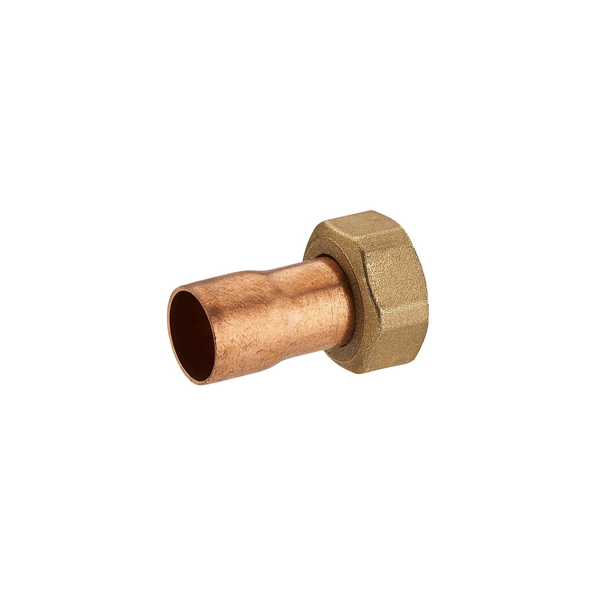 Raccord 2 pièces droit laiton à visser femelle écrou prisonnier F1/2' (15x21) / cuivre à souder NOYON & THIEBAULT - Ø 16 mm - 777-1516L1