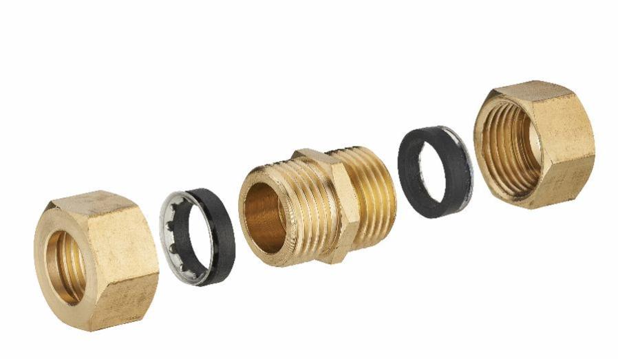 Jonction laiton à joint mixte égale pour tube cuivre NOYON & THIEBAULT - Ø 12 mm - 414G-12L1