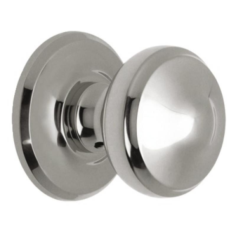 Pommeau de porte d'entrée fixe finition chromé velours