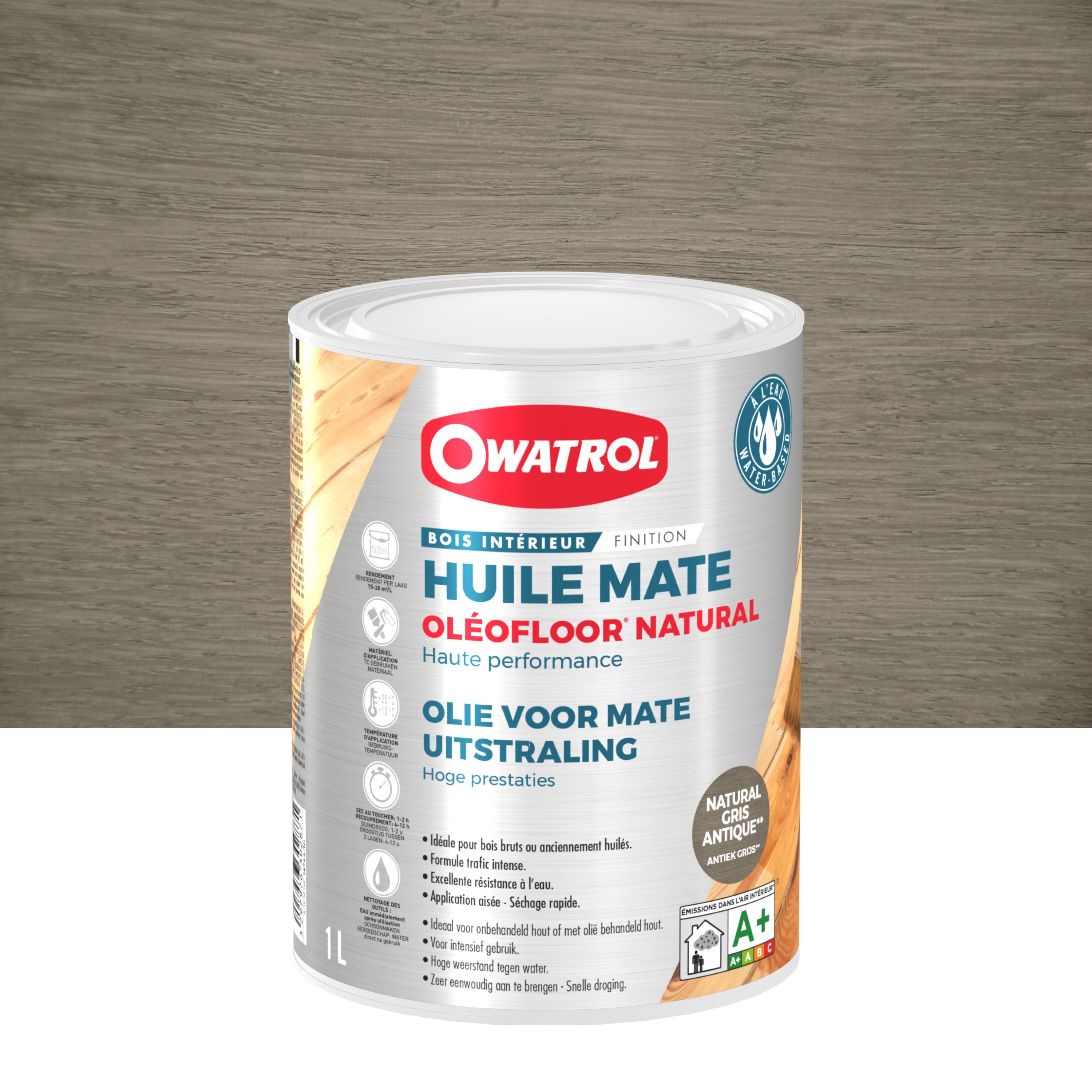 Huile de protection mate bois intérieur Owatrol OLEOFLOOR NATURAL Gris Antique (owp9) 1 litre