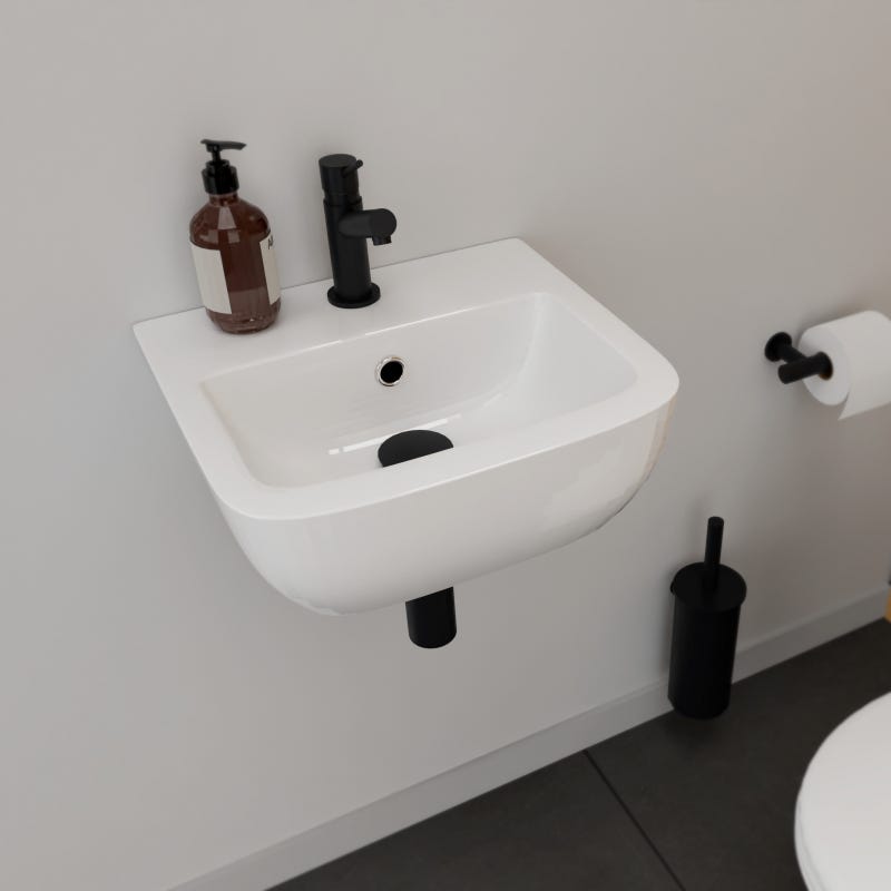 Lave mains en porcelaine pour WC à suspendre 40.5 cm avec trop plein - Confort 4