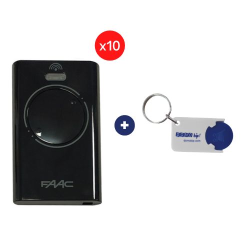 Lot de 10 FAAC XT2 433 SLH NOIRE - 433,92Mhz + 1 porte-clés DOMOBIP OFFERT